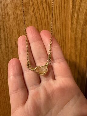 Handmade Wire-Wrapped Citrine Gemstone Necklace 19”
